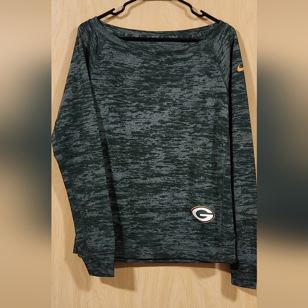 Green Bay Packers Nike Off The Shoulder Long Sleeve Tee